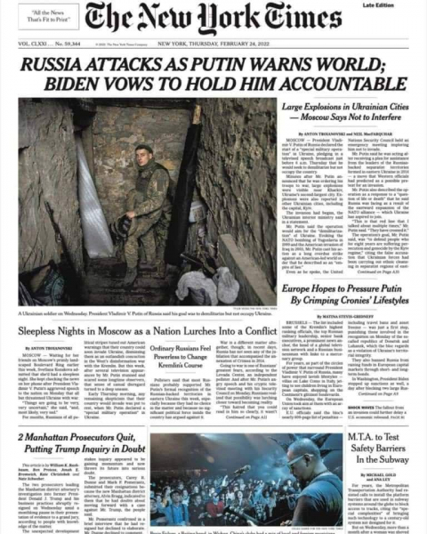 Ка зарубежные издания реагируют на войну в Украине (фото)