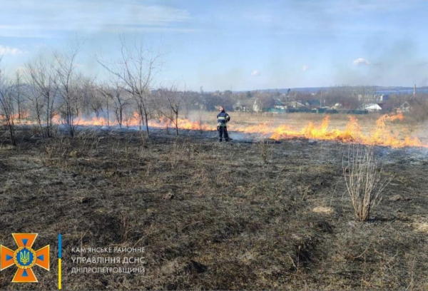 В Каменском районе за сутки трижды тушили горящую траву
