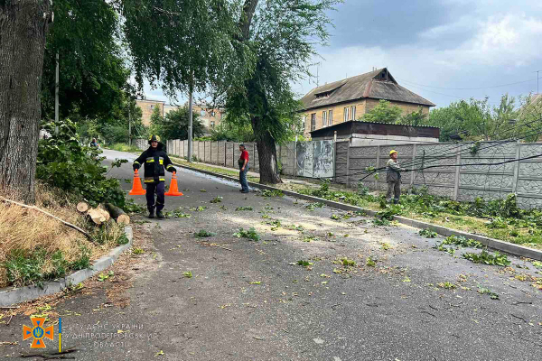 Упавшие деревья и оборванные линии: спасатели устраняли последствия непогоды в Днепре
