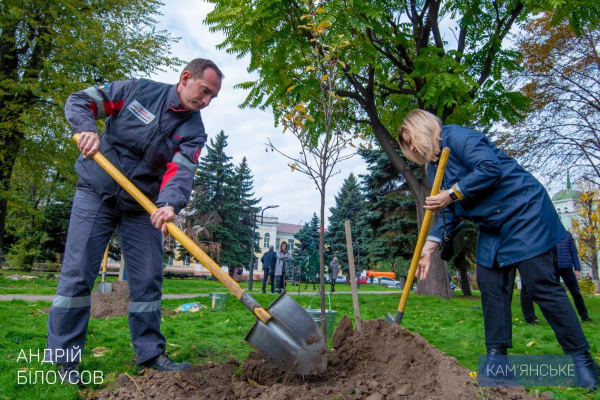 В Каменском высаживали молодые деревья