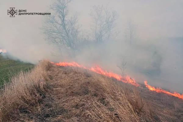 За добу на Дніпропетровщині згоріло понад 60 гектарів сухої рослинності
