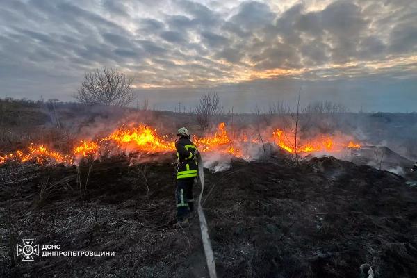 За добу на Дніпропетровщині згоріло понад 60 гектарів сухої рослинності